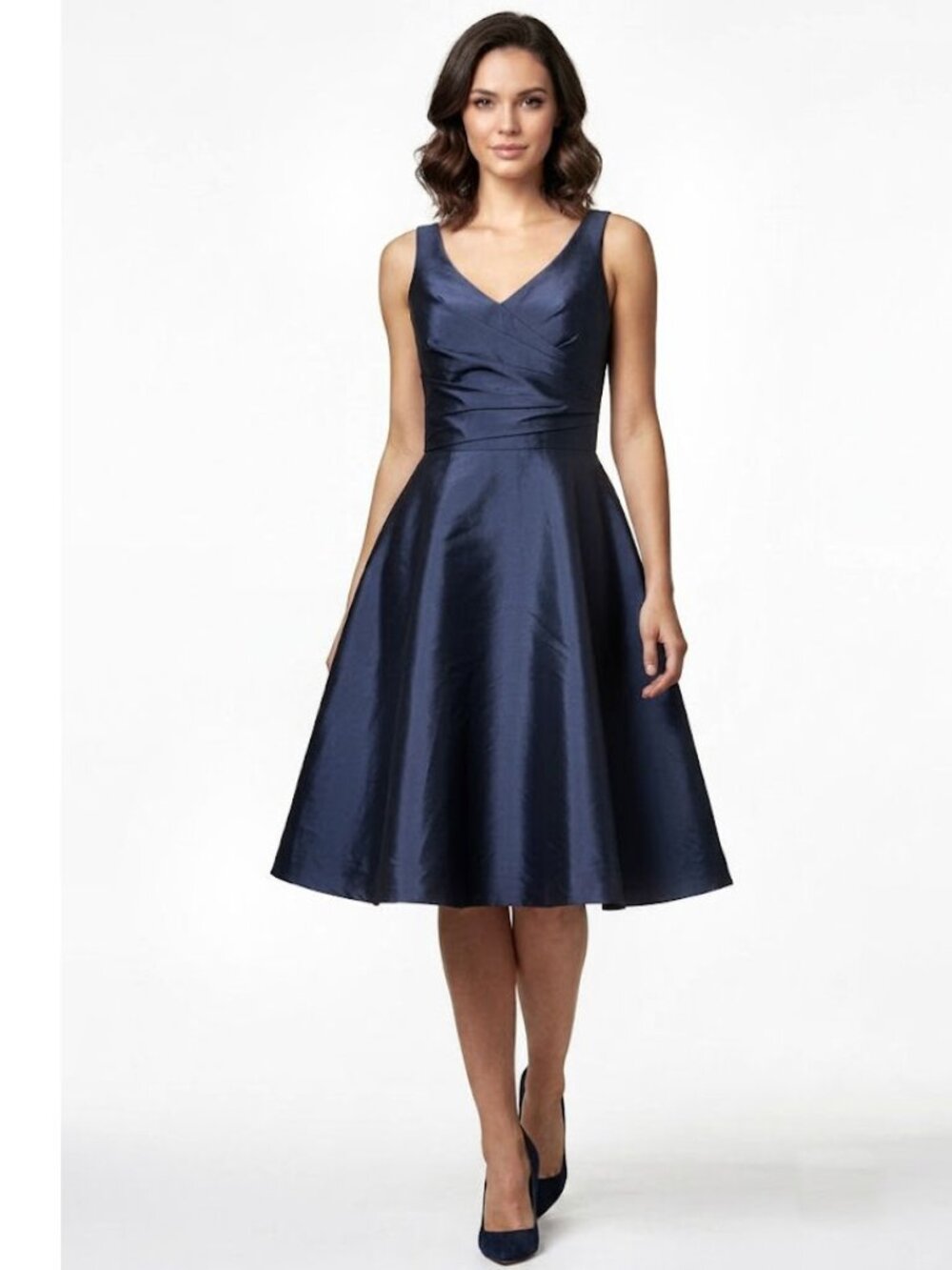 Alfred Sung Midnight Blue V-Neck Cocktail Dress, Womens Size 10